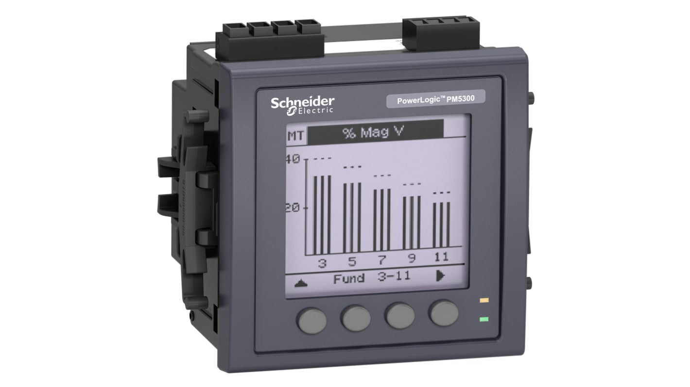 Contatore di energia Schneider Electric METSEPM5341, 1-3 fasi, display LCD, tensione 100-415 V, IP52, -25 a 70 °C.