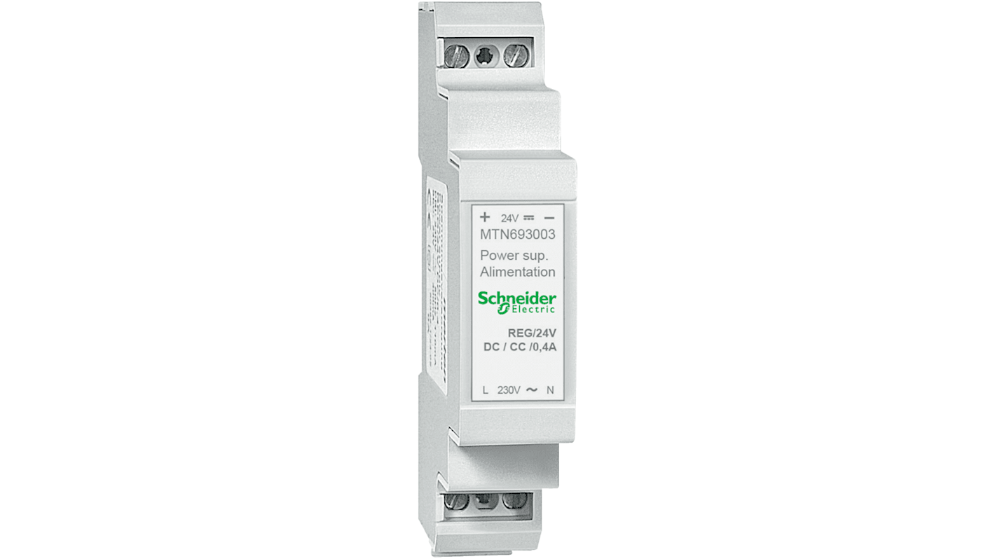 Alimentatore Schneider Electric MTN693003, serie MTN6, 9,6 W, montaggio su guida DIN, grado di protezione IP20, compatibile KNX.