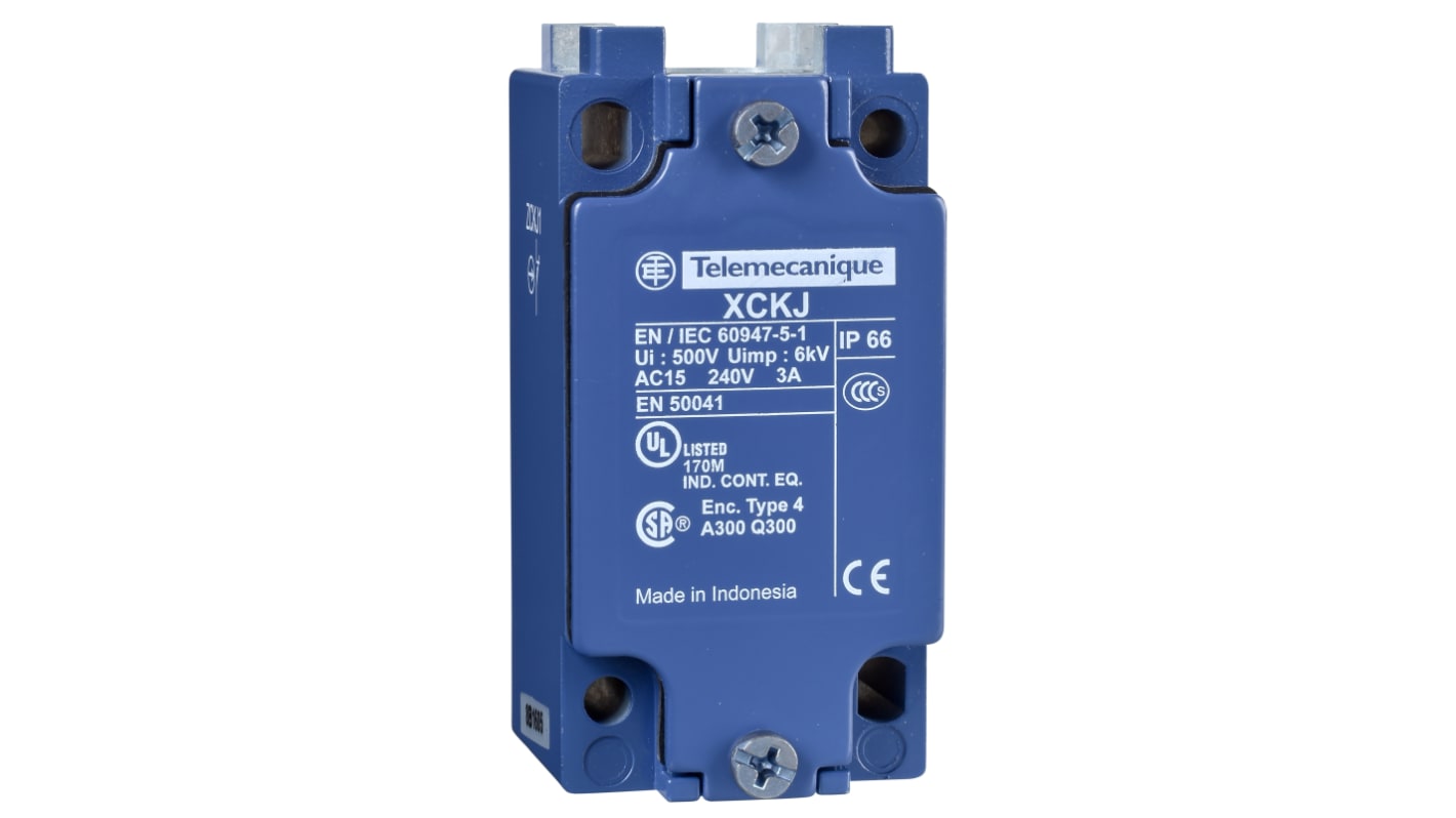 Interruttore di fine corsa Telemecanique Sensors ZCKJ2, 240V 3A IP66. Contatti argento, morsetti a vite. Ideale per ambienti da 10 a 120 °C.
