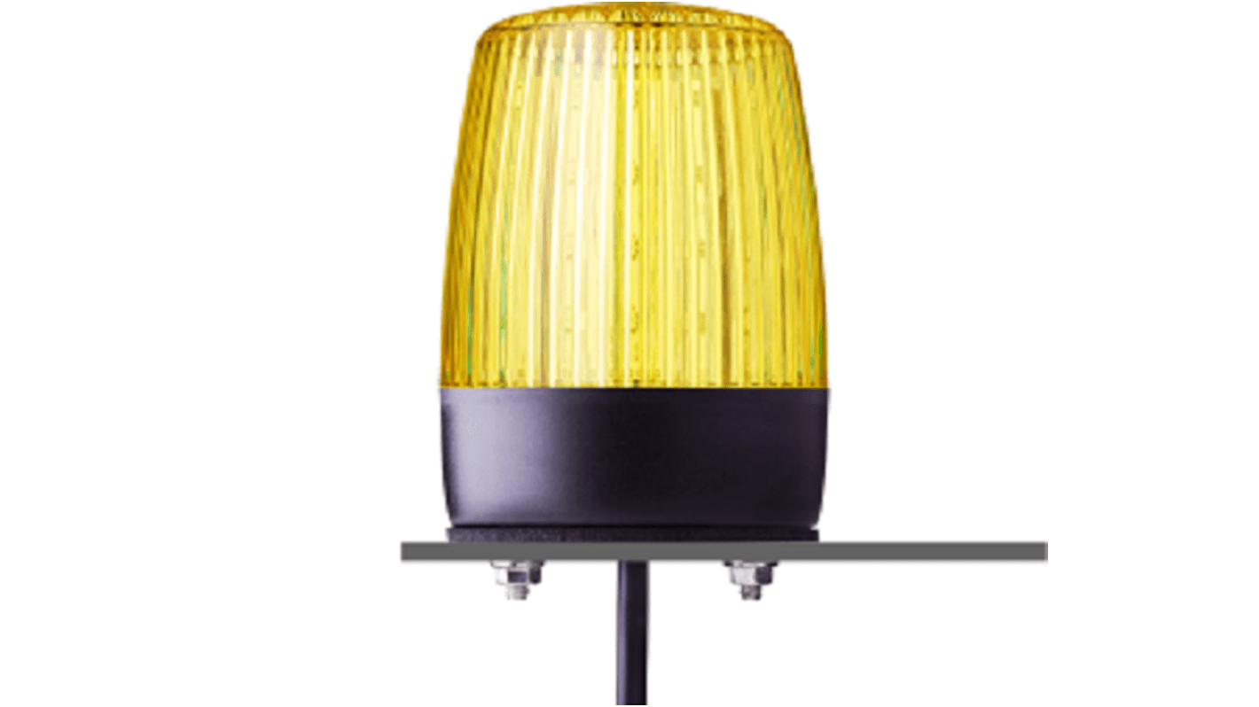 AUER Signal 860507405, segnalatore LED giallo fisso, alimentazione 24 V, montaggio su base, grado di protezione IP67/IP69.
