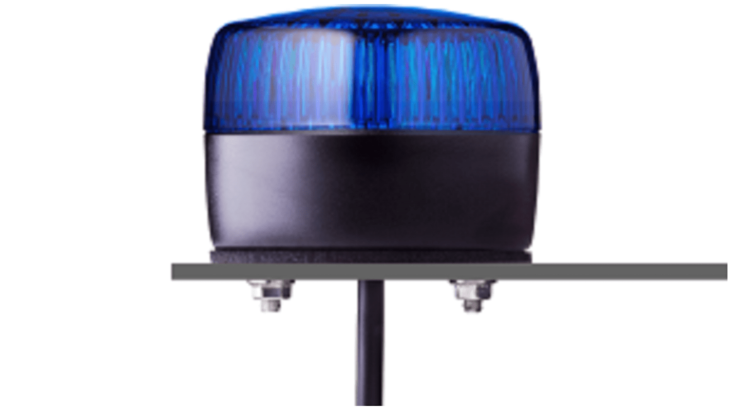 AUER Signal 861505405, segnalatore LED blu fisso e lampeggiante, 24 V, montaggio su base di 75 mm, durata oltre 50.000 ore.