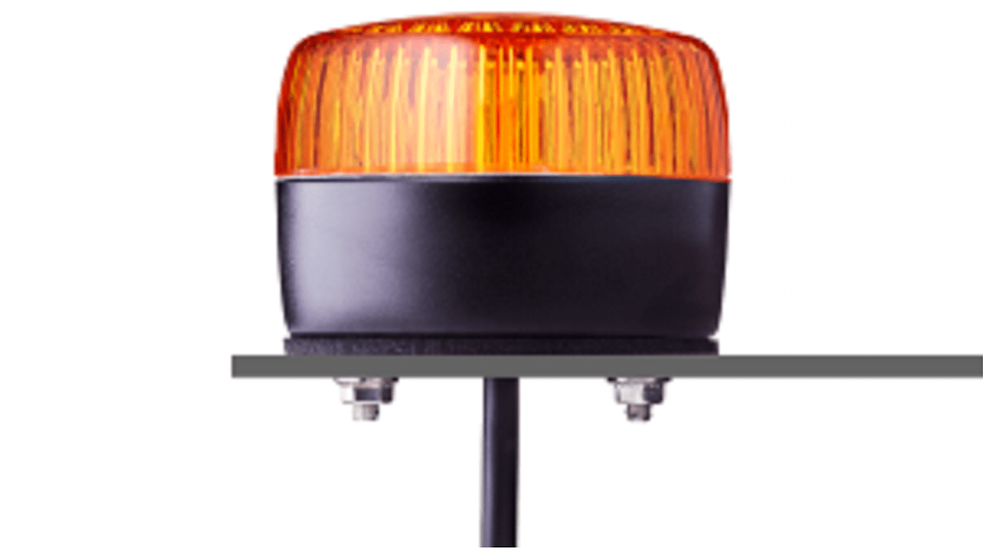 AUER Signal 861511405, segnalatore LED ambra stroboscopico, 24 V, montaggio su base, IP67, durata oltre 50.000 ore.