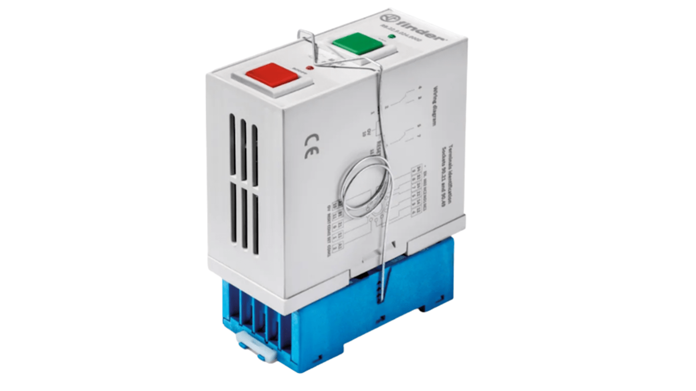 Finder RB2290249021, relè bistabile 24V cc con contatti DPDT, 8 A, 11 pin, indicazione LED stato.