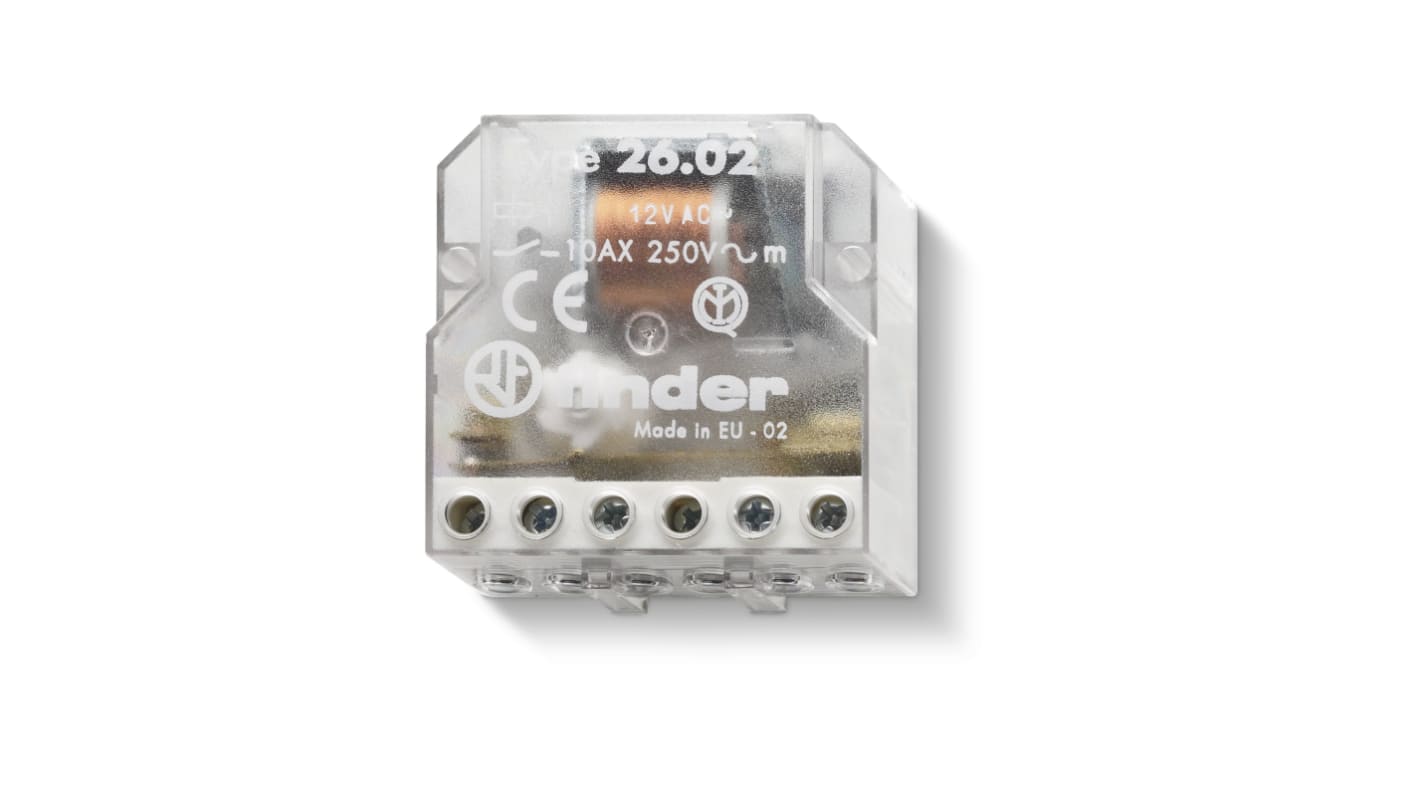Finder 260282300000, relè DPST-2NO per montaggio a pannello, bobina 230V, contatti 2 NO, corrente 10A.