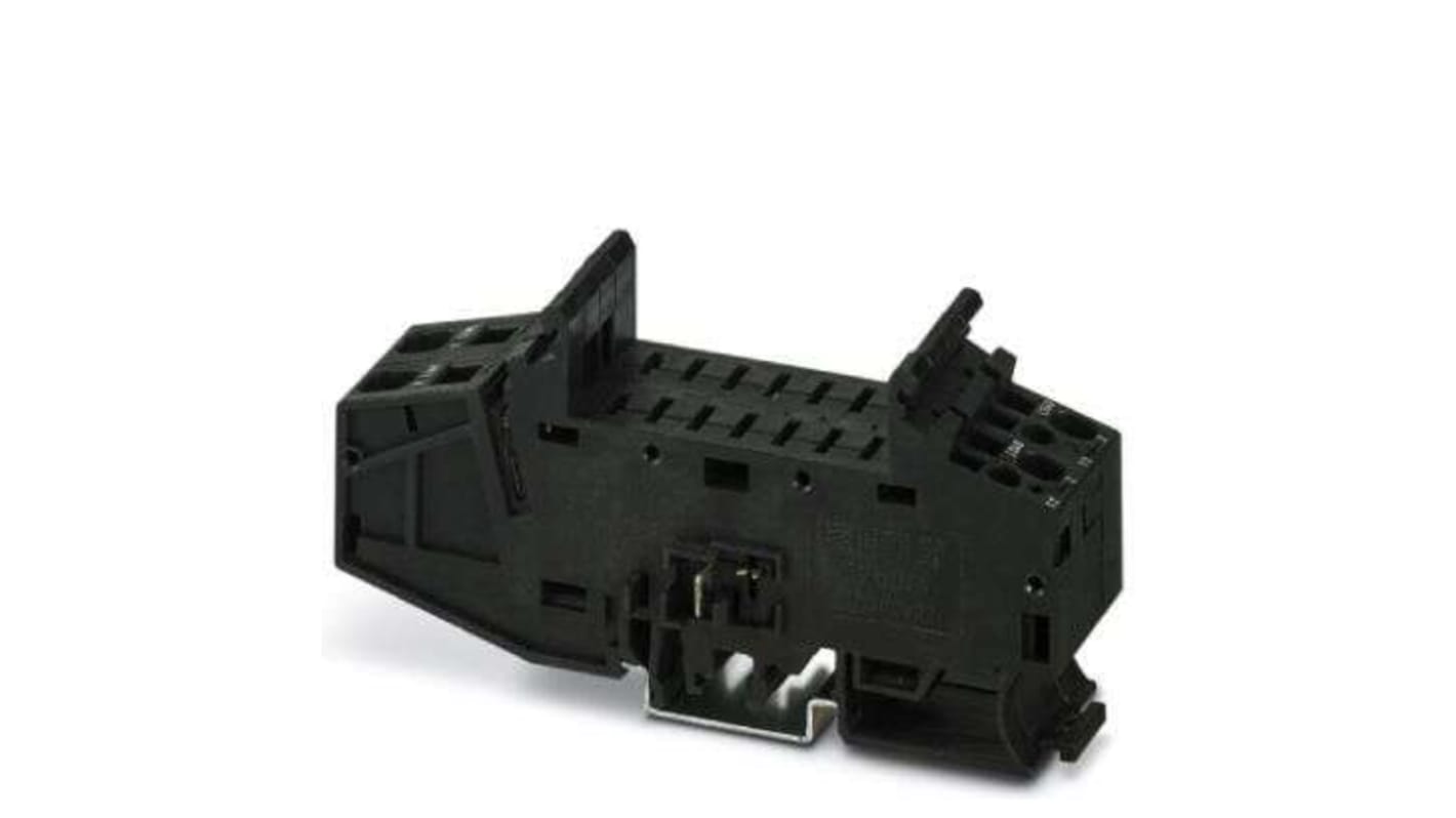 Base di montaggio Phoenix Contact per interruttori automatici, design modulare, montaggio su guida DIN 35 mm, corrente nominale 50 A.
