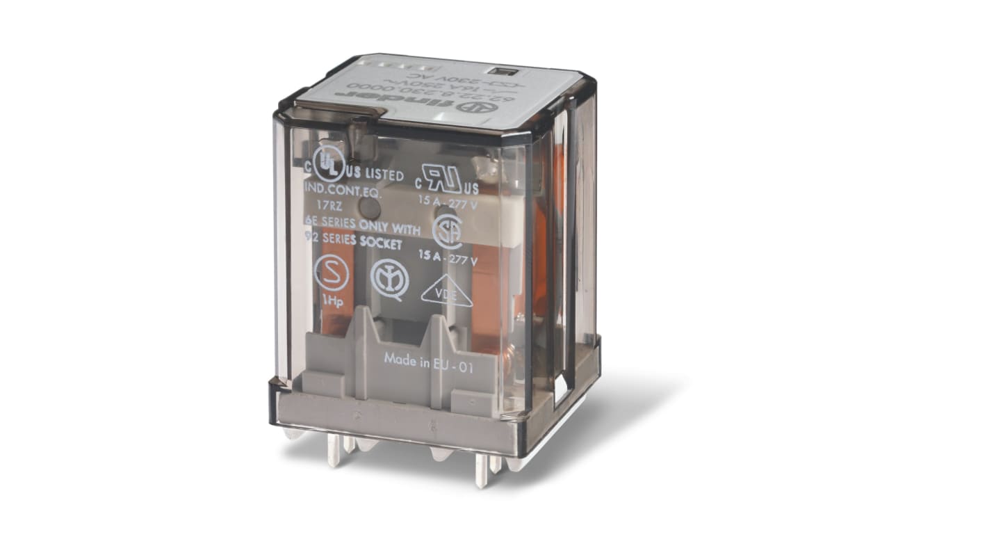 Finder 622290240500, modulo relè di potenza 24V cc, 16A, 2 poli, montaggio su circuito stampato, tensione 250V CA.