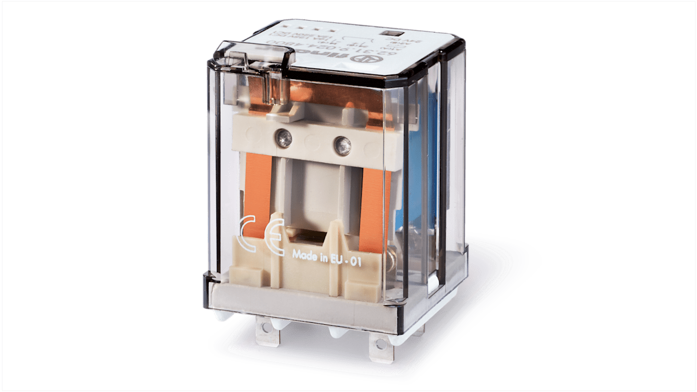 Finder 623190124800, modulo relè SPDT 12V cc, montaggio a innesto, 250V c.a., 16A, contatti AgSnO2.