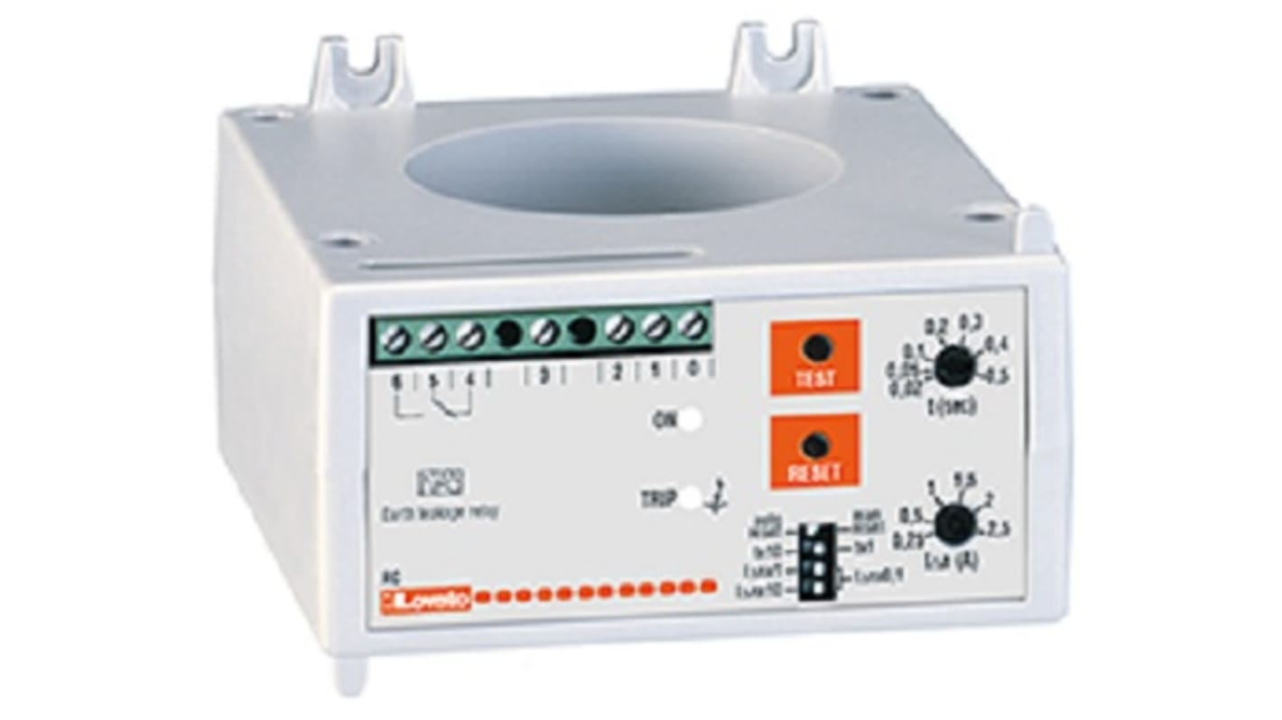 Relè di dispersione verso terra Lovato 31RC35415, montaggio a pannello, tensione 110-415 V, uscita SPDT, indicatori LED.