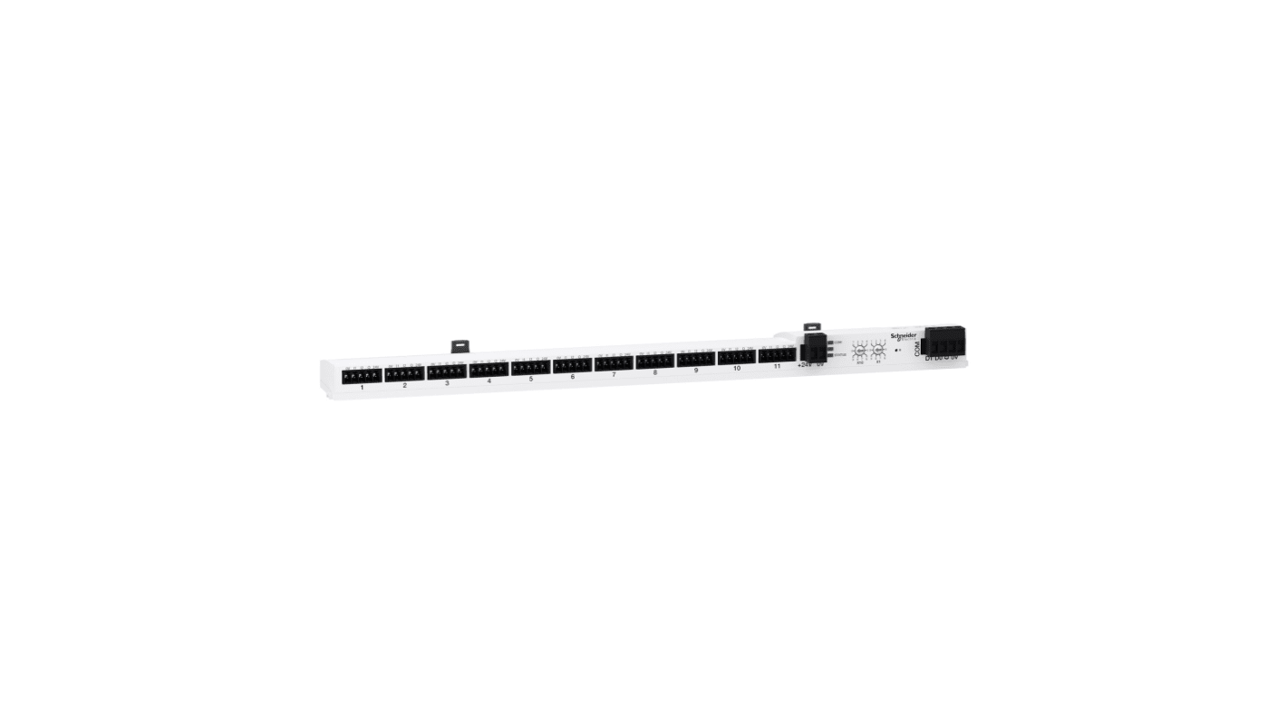 Modulo POWERTAG A9XMSB11 Schneider Electric Acti 9, 1.5A, Cablato IP20 -25 a 60 °C. Supporta 11 dispositivi wireless, Modbus slave per RS485. Terminale a molla, 11 canali digitali.
