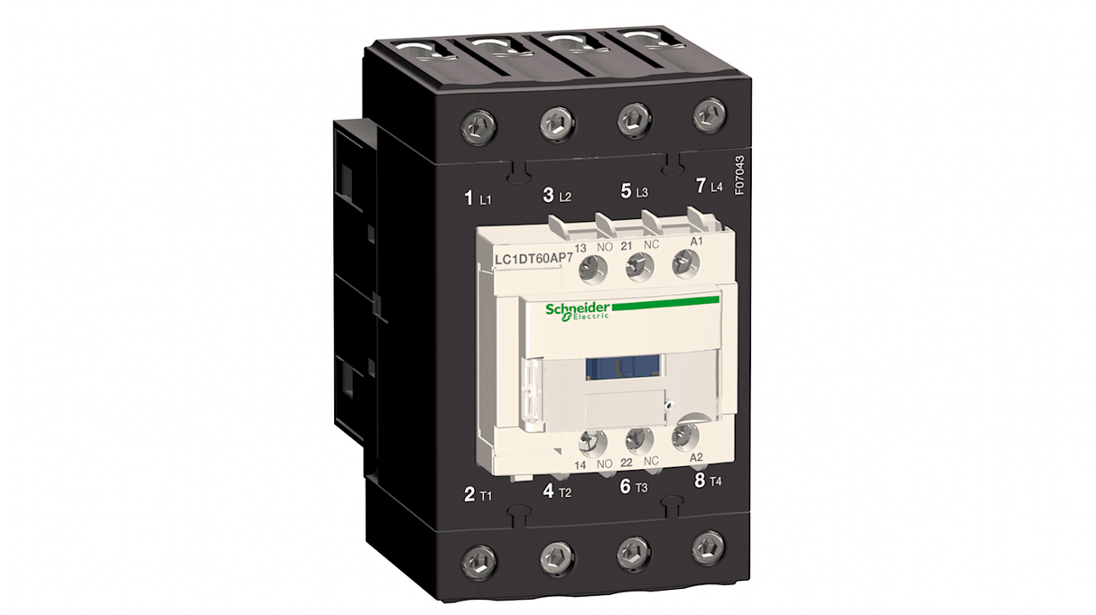 Contattore Schneider Electric LC1DT60AP7 4 poli 60A 230V CA - Ideale per applicazioni versatili, IP20, -40 a 60 °C.