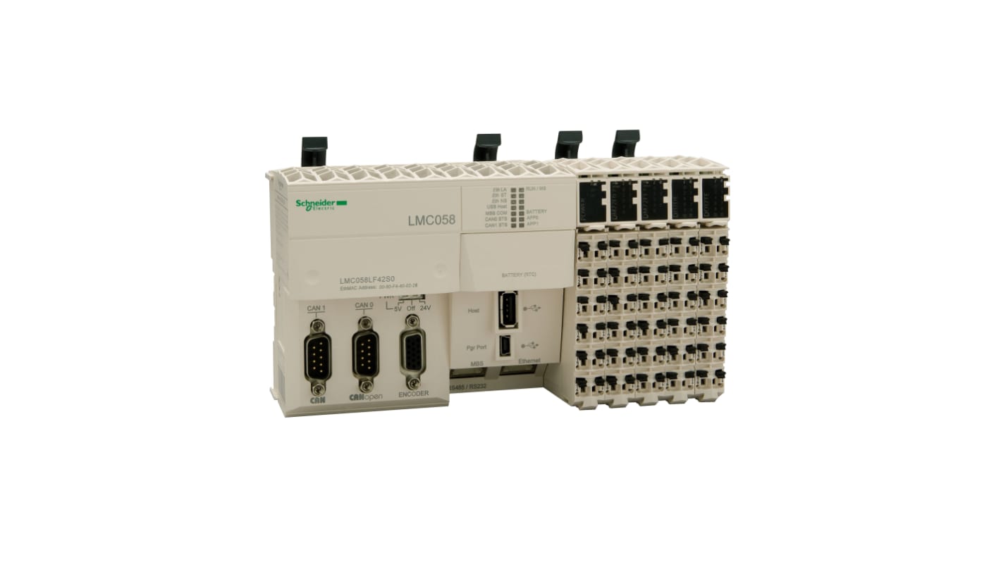 Modulo I/O Schneider Electric LMC058LF42, 42 ingressi/uscite digitali, porta Ethernet, grado di protezione IP20.