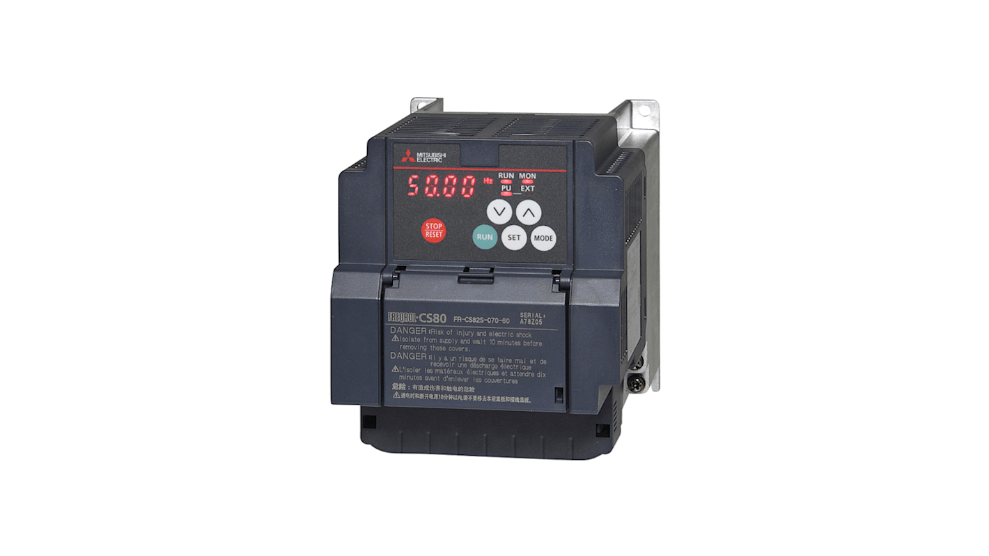 Inverter Mitsubishi Electric 325718, 2,5 kW, 200-240 V CA, 1 fase, 120 Hz, design compatto, grado di protezione IP20.