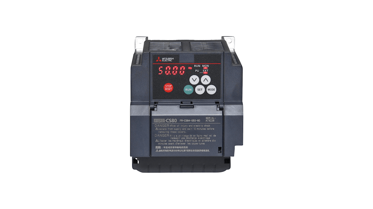 Inverter trifase Mitsubishi Electric 325723, potenza 2,2 kW, tensione 380-480 V, grado di protezione IP20.