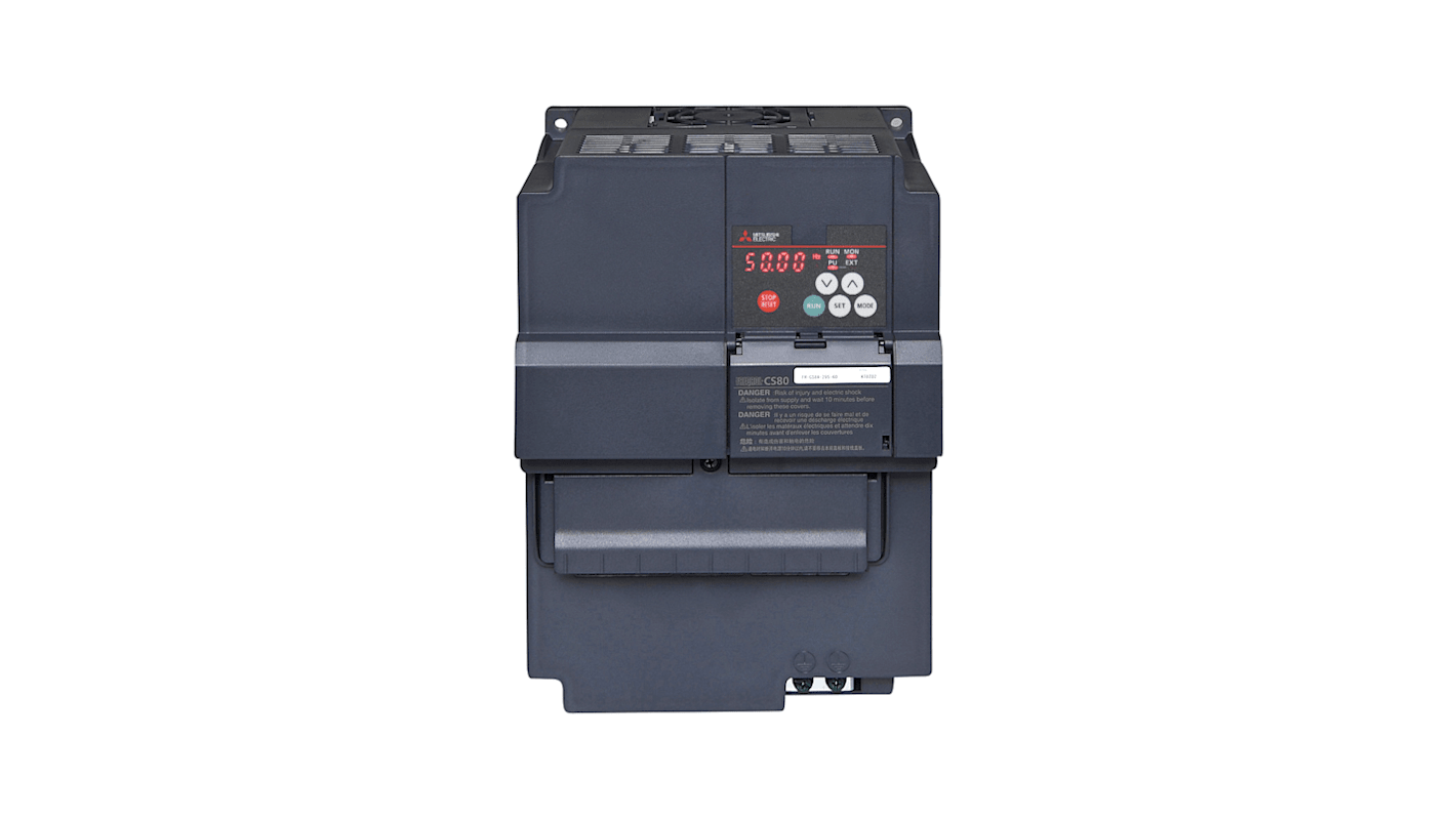 Inverter trifase Mitsubishi Electric 325748, 15 kW, 380-480 V CA, 29,5 A, design compatto, per motori a induzione.