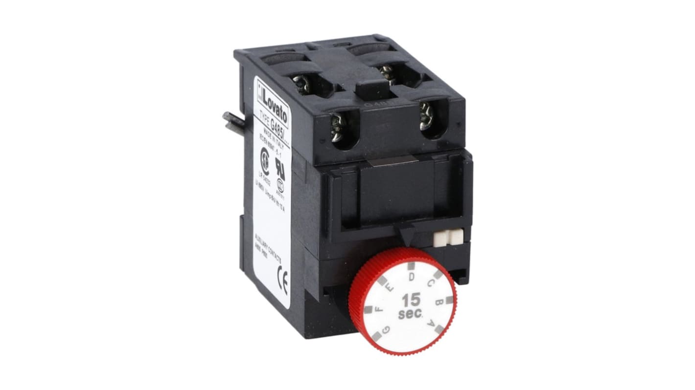 Contatto ausiliario Lovato 11G48515, 2 contatti (1 NO, 1 NC), montaggio frontale, corrente nominale 10 A, per contattori serie BF.