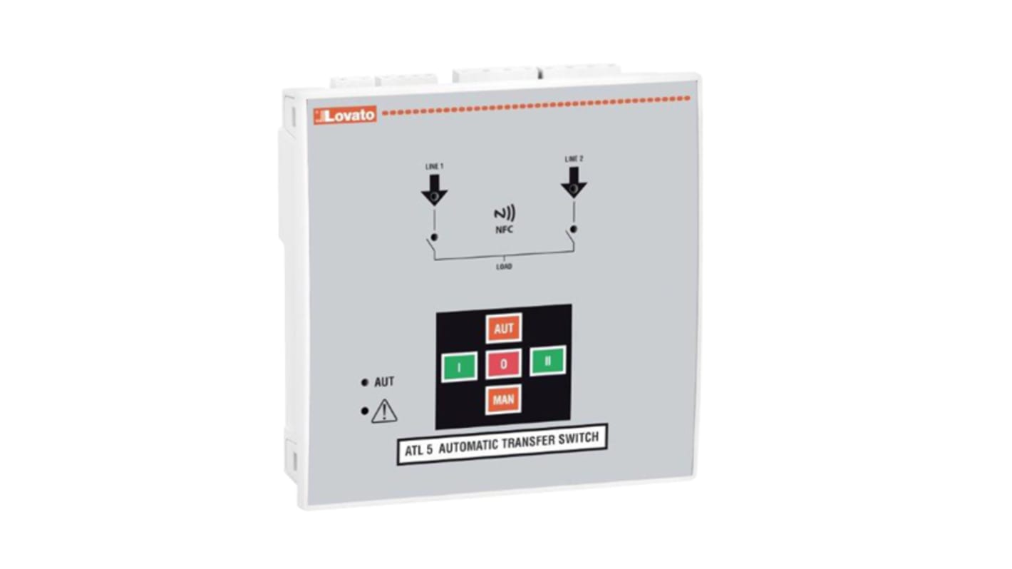 Controller Lovato ATL500 per trasferimento automatico, 2 ingressi digitali, 3 uscite relè, alimentazione 110-230 V c.a.