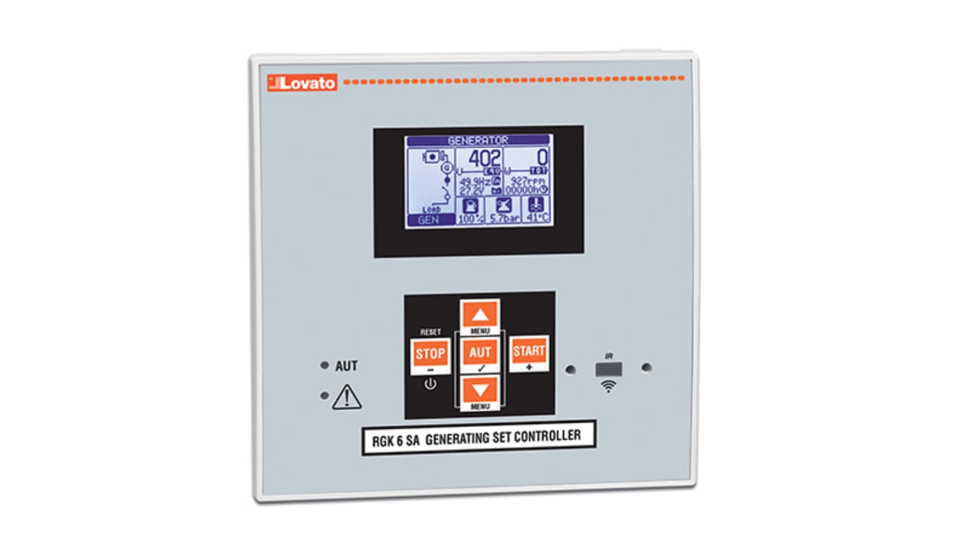 Misuratore digitale Lovato RGK601SA da pannello, display LCD retroilluminato, 3 ingressi analogici, dimensioni 144x144 mm.