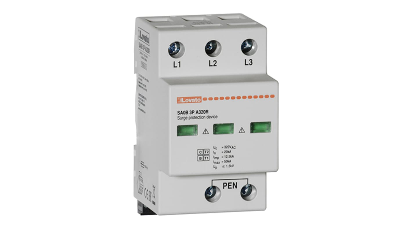 Lovato SA0B3PA320R, dispositivo monofase per protezione da sovracorrente, installabile su guida DIN, grado di protezione IP20.