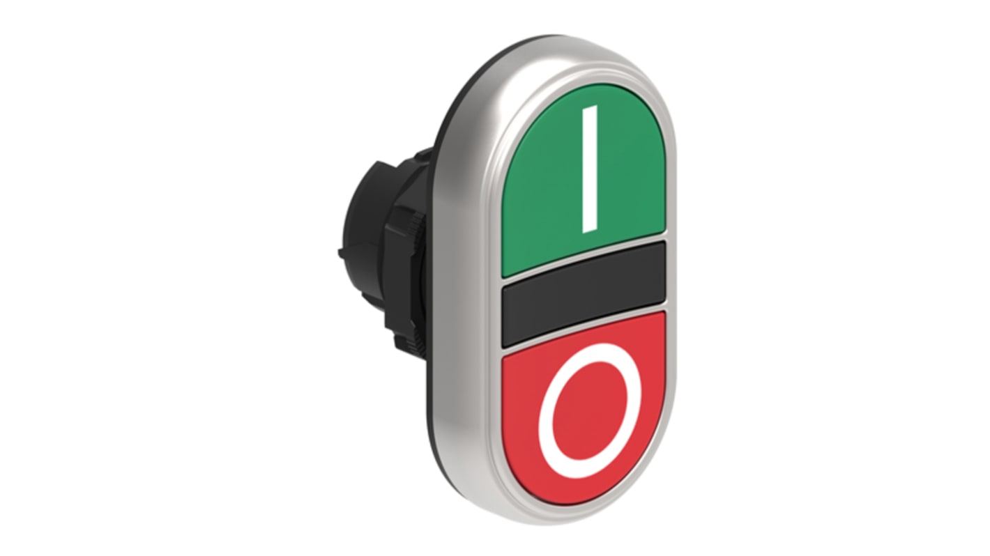 Pulsante instabile Lovato LPCB7123, attuatore bianco, verde/rosso, diametro foro 22 mm, grado di protezione IP66/IP67/IP69K.