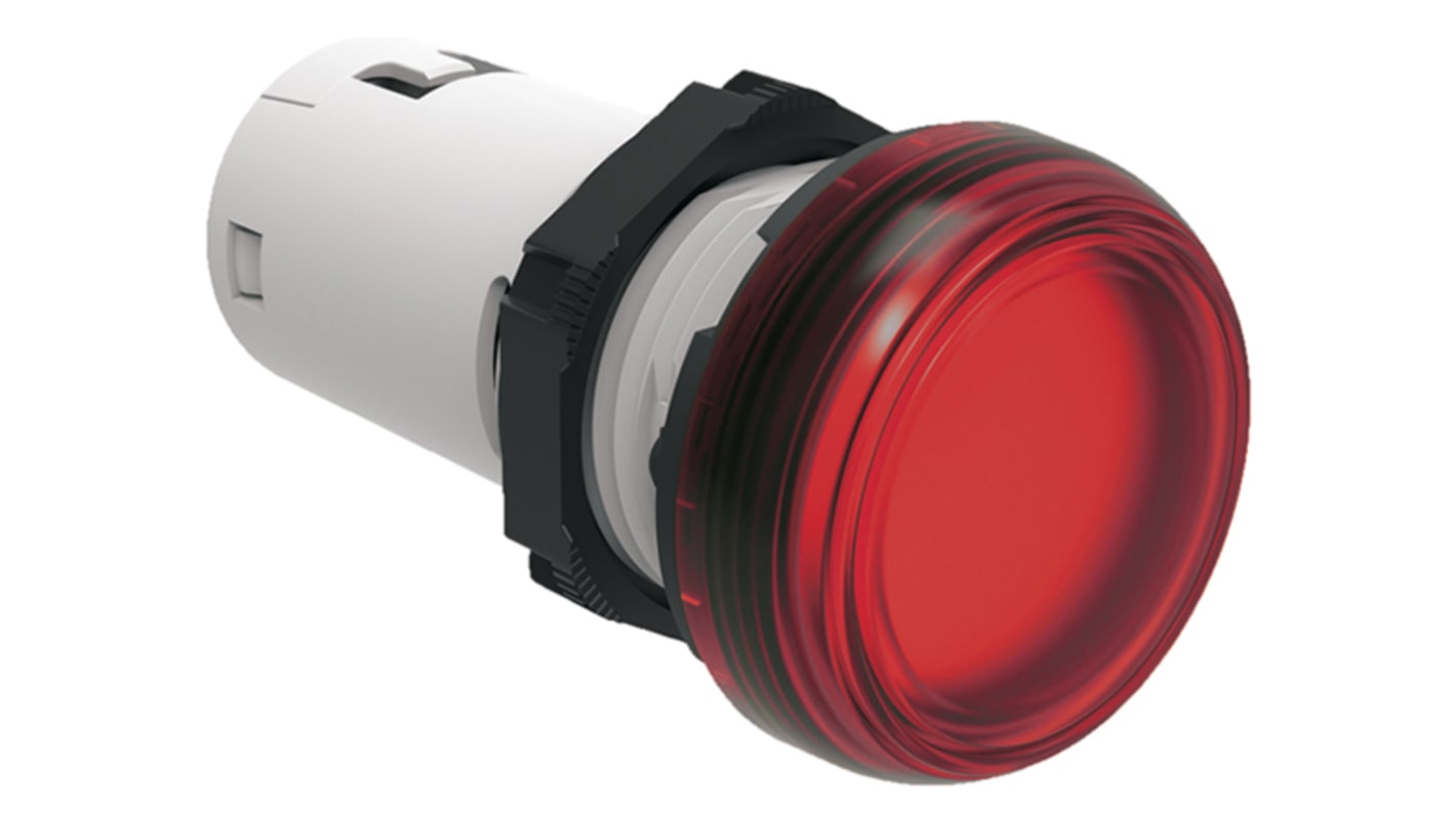 Spia LED rossa Lovato LPMLB4, montaggio a pannello 22mm, grado di protezione IP66/IP67/IP69K, tensione 24V.
