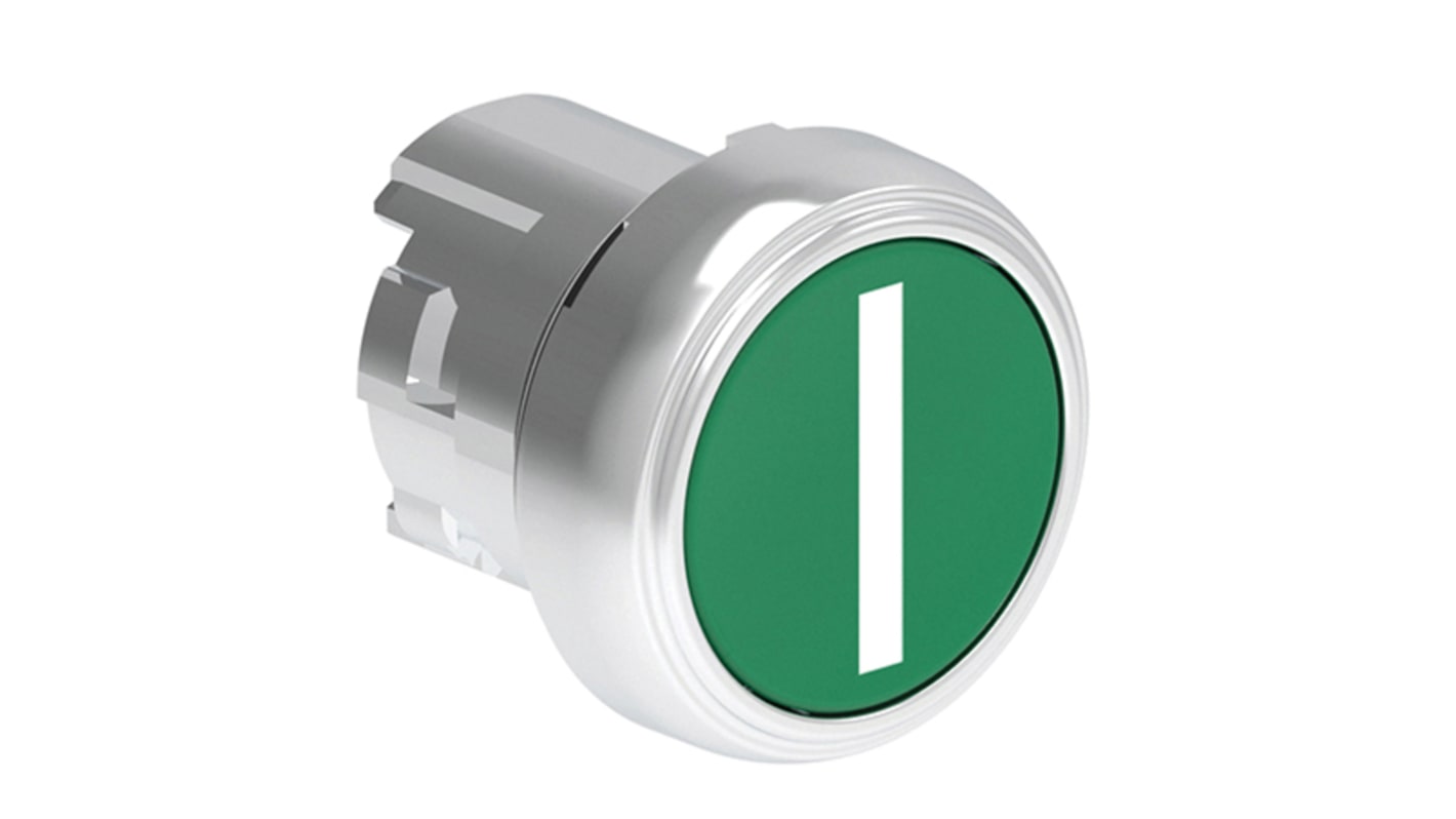 Pulsante instabile Lovato LPSB1113, rotondo verde, diametro foro 22 mm, protezione IP66/IP67/IP69K, materiale metallico.