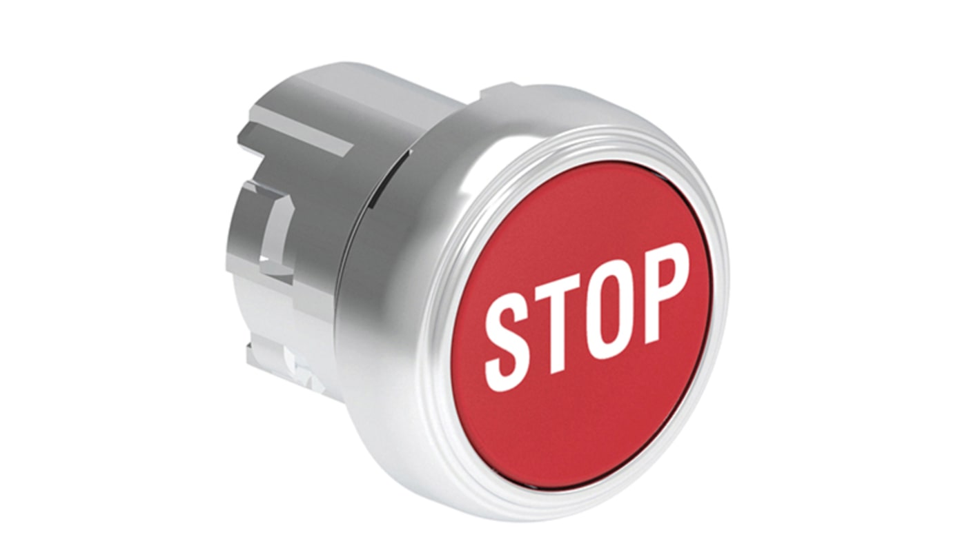 Pulsante instabile Lovato LPSB1134, rotondo, diametro foro 22 mm, rosso, plastica cromata, grado di protezione IP66/IP67/IP69K.