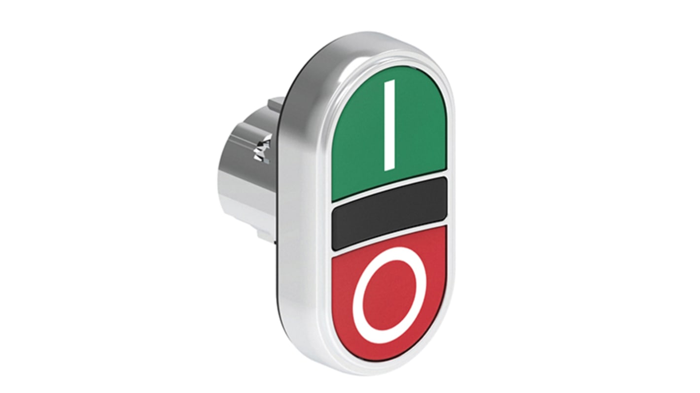 Pulsante instabile Lovato LPSB7123, attuatore bianco con ritorno a molla, verde/rosso, IP66/IP67/IP69K, foro 29.5 mm.