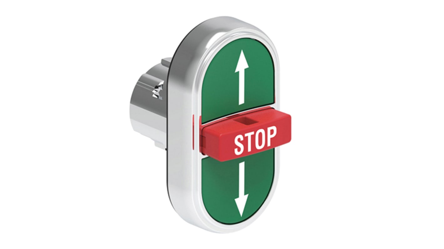 Attuatore pulsante Lovato LPSB7355, con ritorno a molla, 2 pulsanti esterni e centrale, grado di protezione IP66/IP67/IP69K.