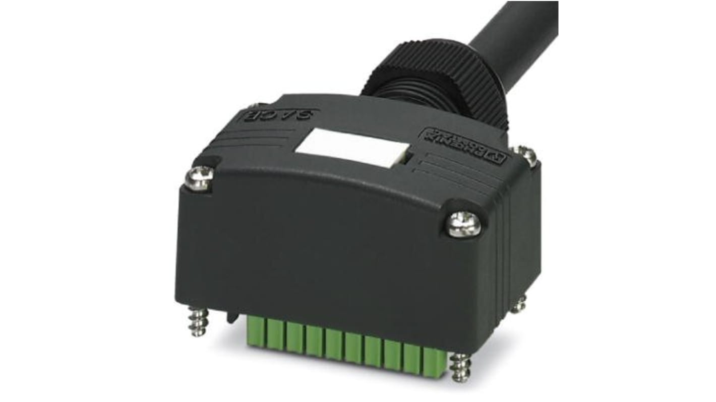 Custodia connettore M12 Phoenix Contact 1453096, 4 porte, grado di protezione IP65/IP67, lunghezza cavo 10 m, corrente 10 A.