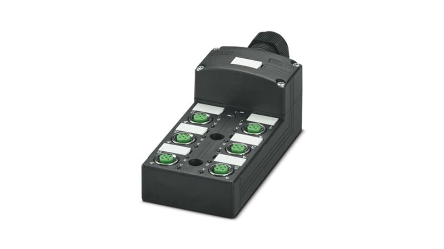 Scatola sensore Phoenix Contact 1516807, 6 porte M12, tensione 24 V, corrente 10 A, montaggio rapido SPEEDCON.