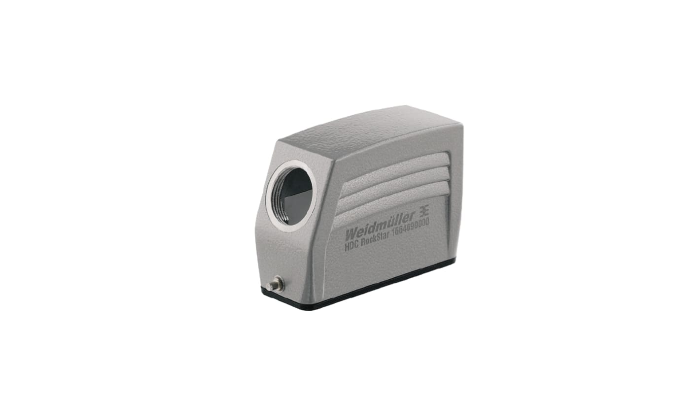 Calotta connettore industriale sigillato Weidmüller 1664690000 PG16 IP65 RAL 7035. Lega pressofusa, interblocco in acciaio inox, resistente a corrosione e urti. Ideale per applicazioni industriali.