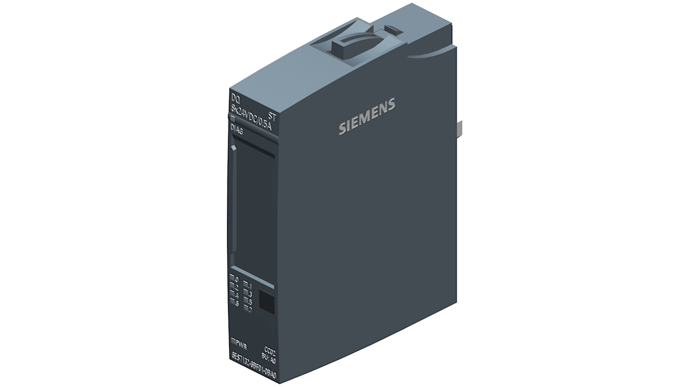 Modulo di uscita digitale Siemens 6ES71326BF012BA0, 8 uscite Source, dimensioni 15 x 73 x 58 mm, corrente 500 mA, per applicazioni industriali.