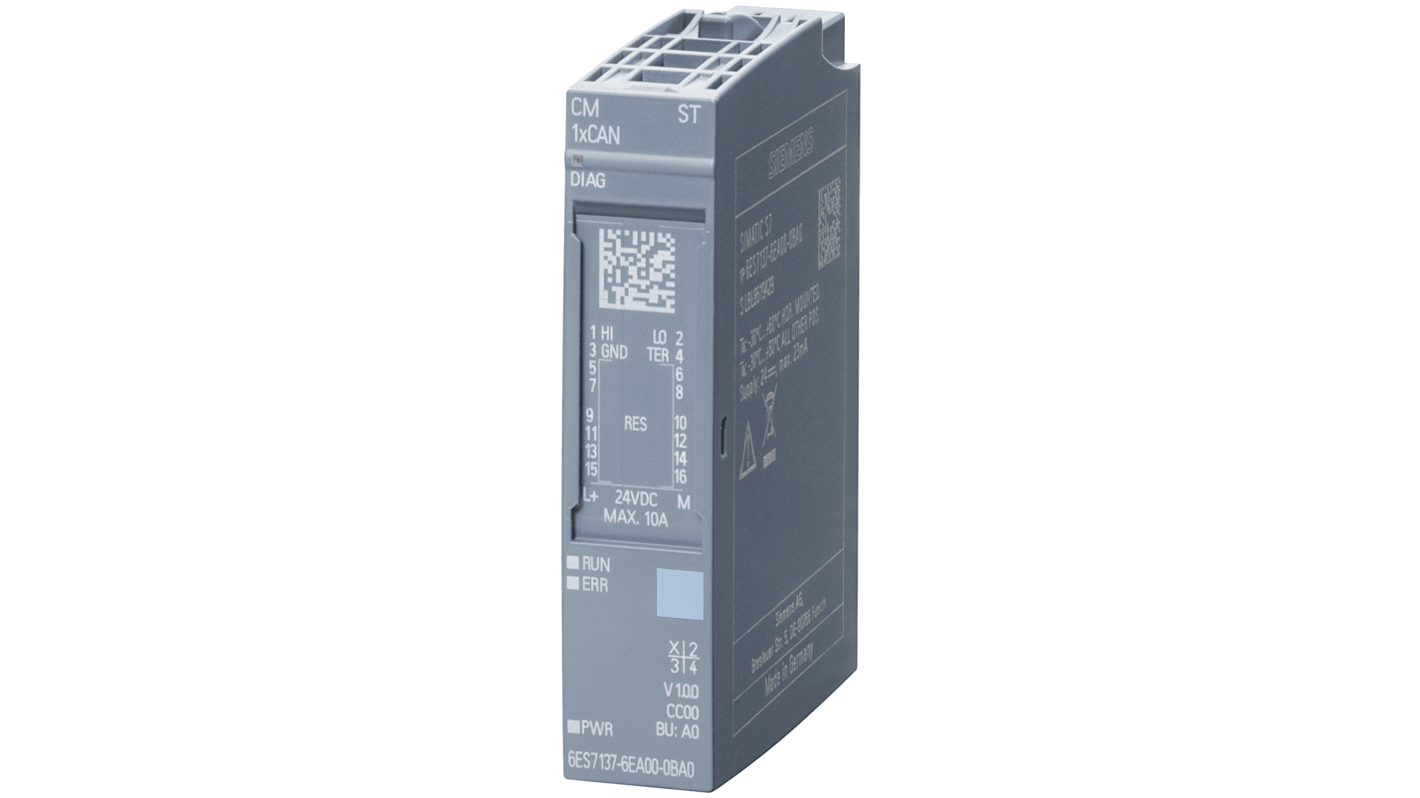 Modulo di comunicazione Siemens 6ES71376EA000BA0, CANopen, per SIMATIC S7-1200/1500, dimensioni 15 x 73 x 58 mm.