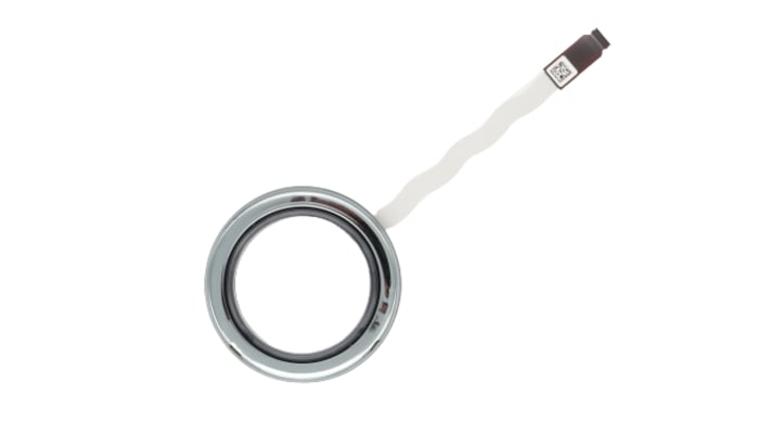 Interruttore a pulsante luminoso Omron W7BB-X01-2, design sottile, illuminazione halo, montaggio senza viti, grado di protezione IP40.