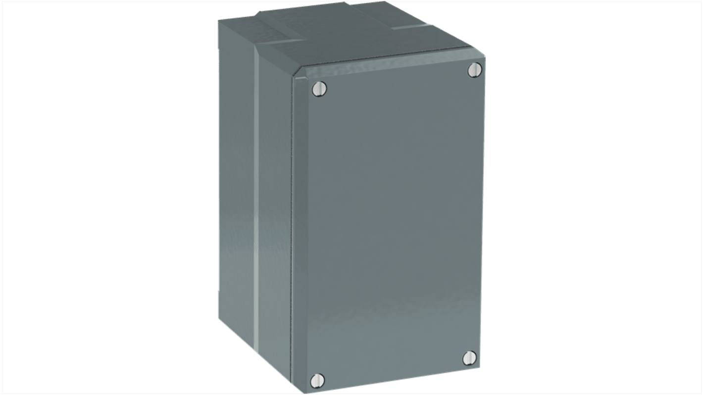 Scatola per pulsante ABB in alluminio grigio, dimensioni 145 x 87 x 100 mm, grado di protezione IP66, per 3 fori.