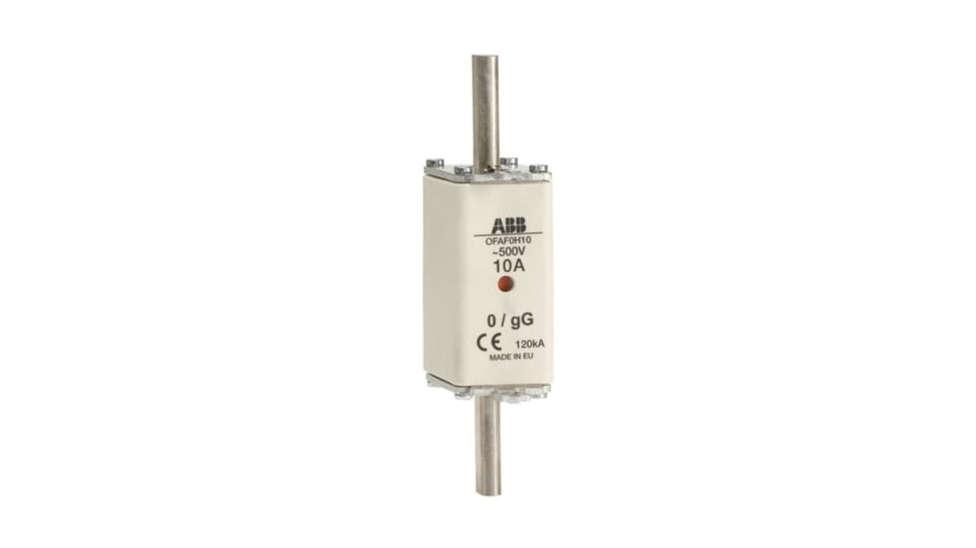 Fusibile ABB aM HRC 6A, dimensioni 125 x 30 x 60 mm, tensione nominale 500V, per protezione in ambienti industriali.