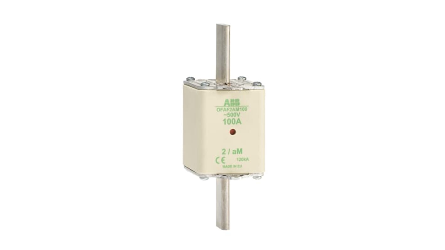 Fusibile ABB aM HRC 200A, dimensioni 150 x 40 x 72mm, tensione 500V, per protezione in ambienti industriali.