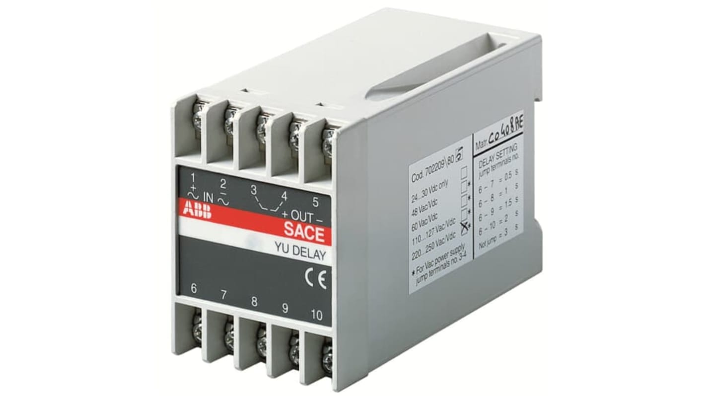 Ritardo automatico ABB 1SDA038316R1 per applicazioni industriali, tensione 24-30 V, compatibile con SACE Tmax e Emax.