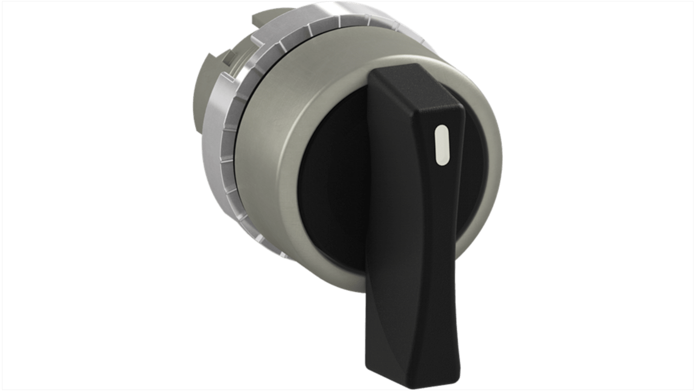 Pulsante a fungo ABB 1SFA184383R9006, rotondo, nero, con attuazione mantenuta/momentanea, grado di protezione IP66.