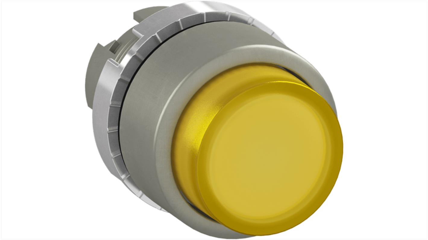 Pulsante a fungo instabile ABB 1SFA1, colore giallo, grado di protezione IP66, attuatore esteso, forma rotonda.
