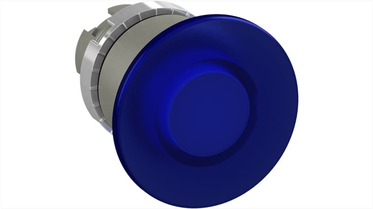 Pulsante a fungo instabile ABB, blu, attuatore 40 mm, grado di protezione IP66, progettato per applicazioni industriali.