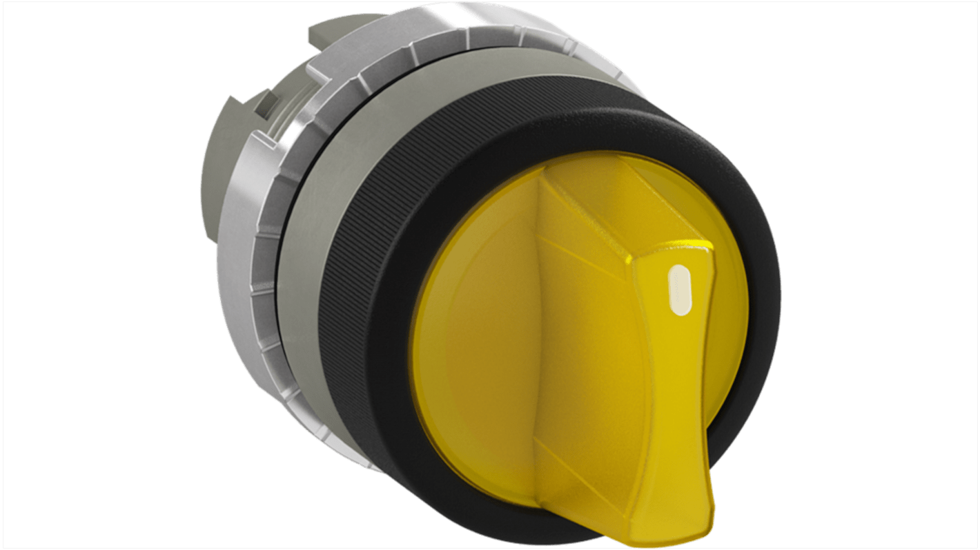 Pulsante a fungo giallo ABB 1SFA184613R9103, attuatore rotondo con funzione mantenuta/momentanea, grado di protezione IP66.