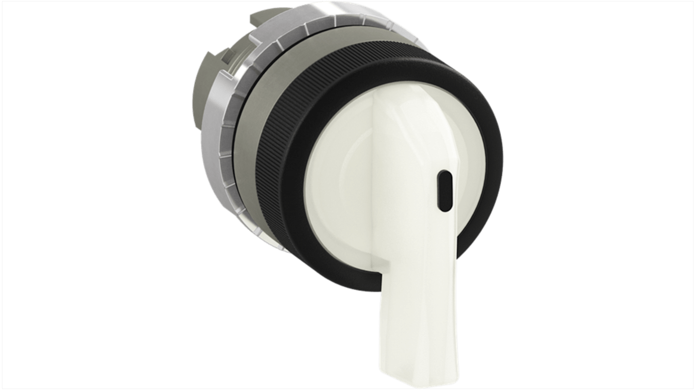 Pulsante a fungo mantenuto ABB 1SFA184657R9105, rotondo, bianco, grado di protezione IP66, impugnatura lunga.