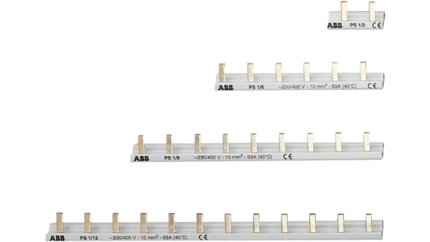 Barra di distribuzione ABB 2CDL701001R0250, dimensioni 421 x 50 x 40 mm, progettata per applicazioni industriali.