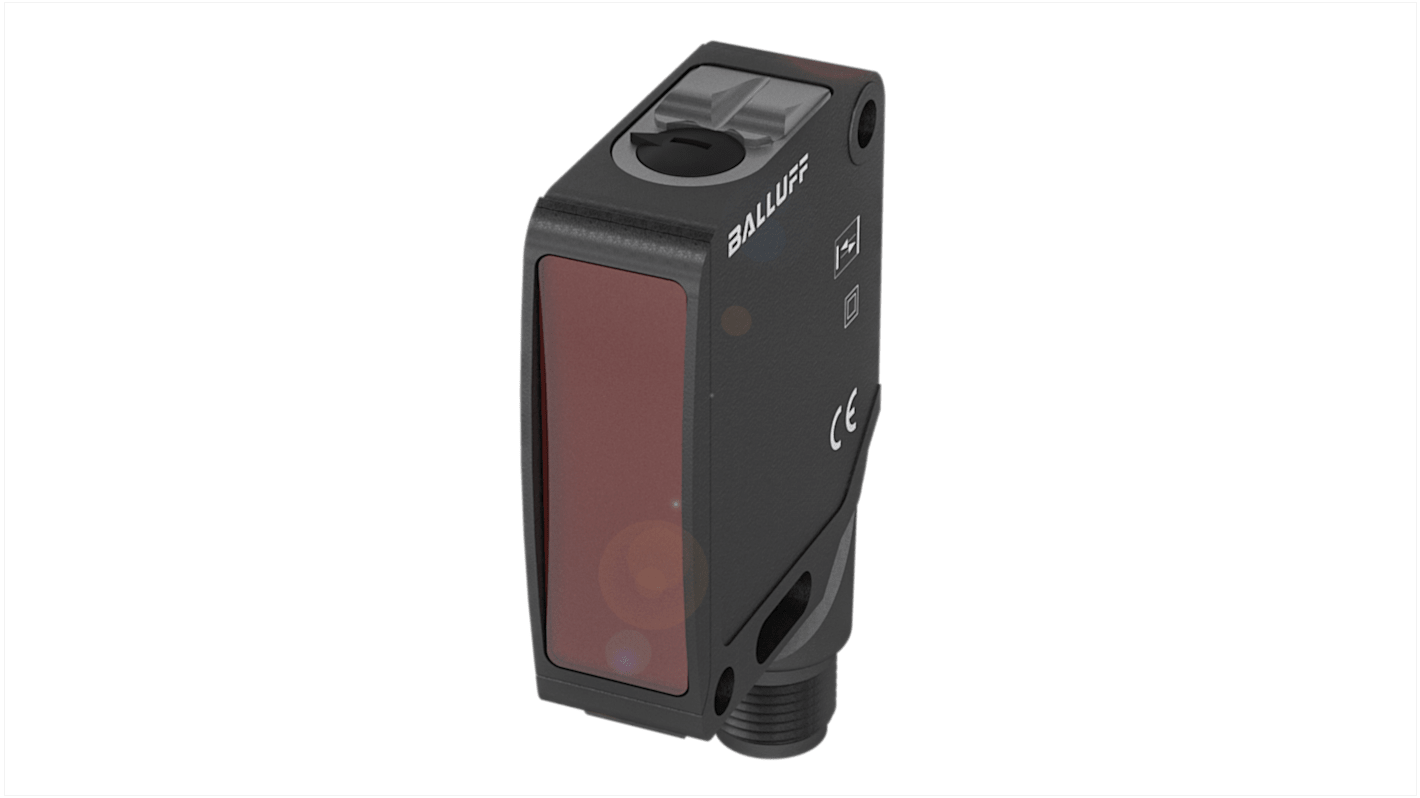 BALLUFF BOS027N, sensore fotoelettrico rettangolare a diffusione, rilevamento fino a 100 mm, uscita PNP, interfaccia IO-Link.