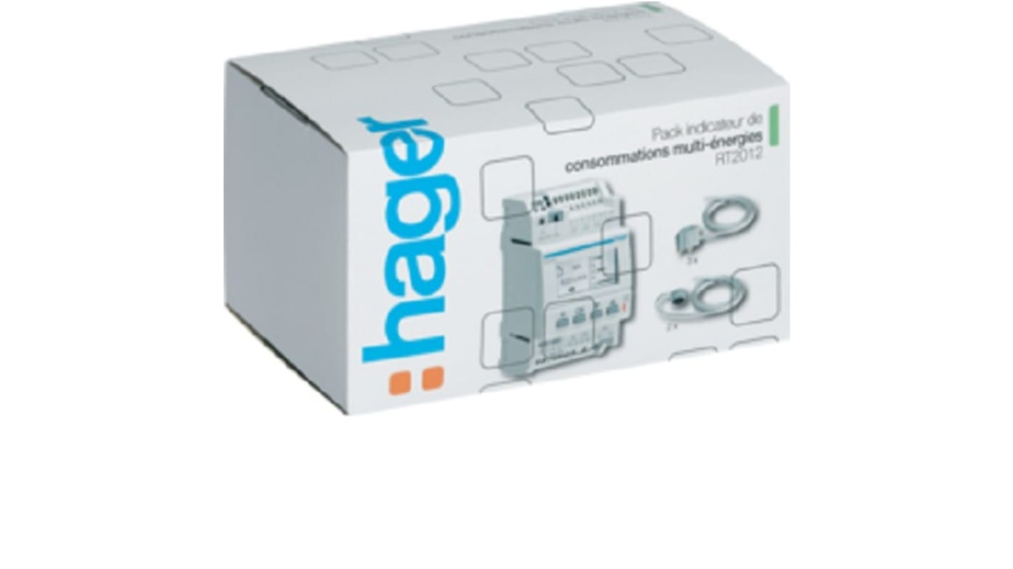Contatore di energia monofase Hager EC453 con display LCD, 230 V CA, corrente massima 90 A, dimensioni 89.8 x 53.8 mm.