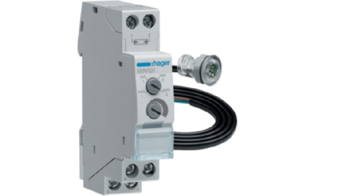 Interruttore crepuscolare Hager EEN101, 1 canale, 230 V, cellula da incasso, regolazione ritardo, intervallo luminosità 5-2000 Lux.