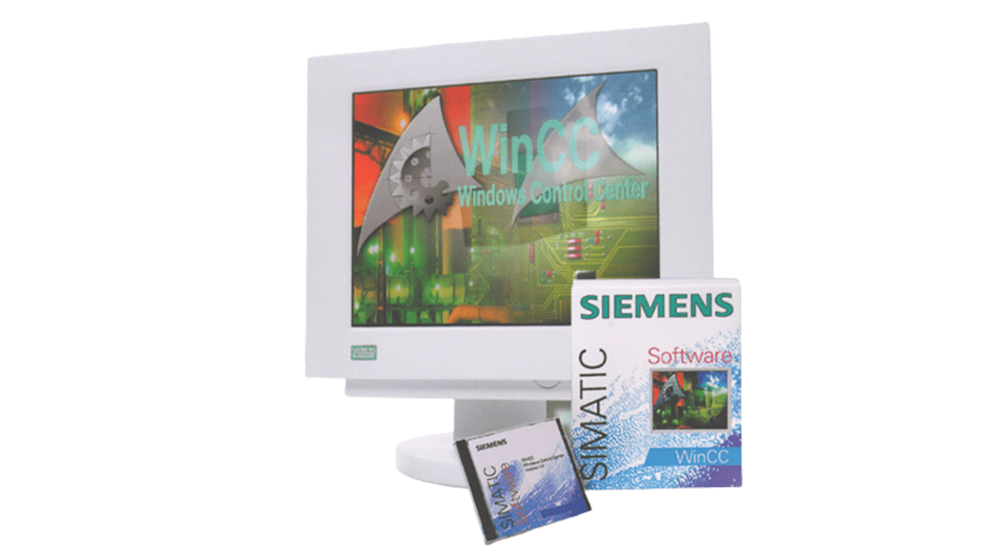 Software Siemens 6ES78221AA070YA5 per SIMATIC HMI, include DVD e chiave USB per installazione e programmazione.