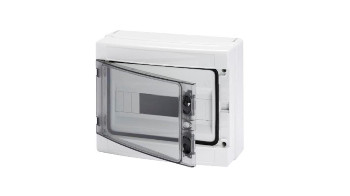 Scheda di distribuzione Gewiss GW40103 1+N fasi, 16 vie, 125 A, Grigio RAL 7035. Certificata EN 61439-4, porta trasparente fumé. Ideale per cantieri edili.