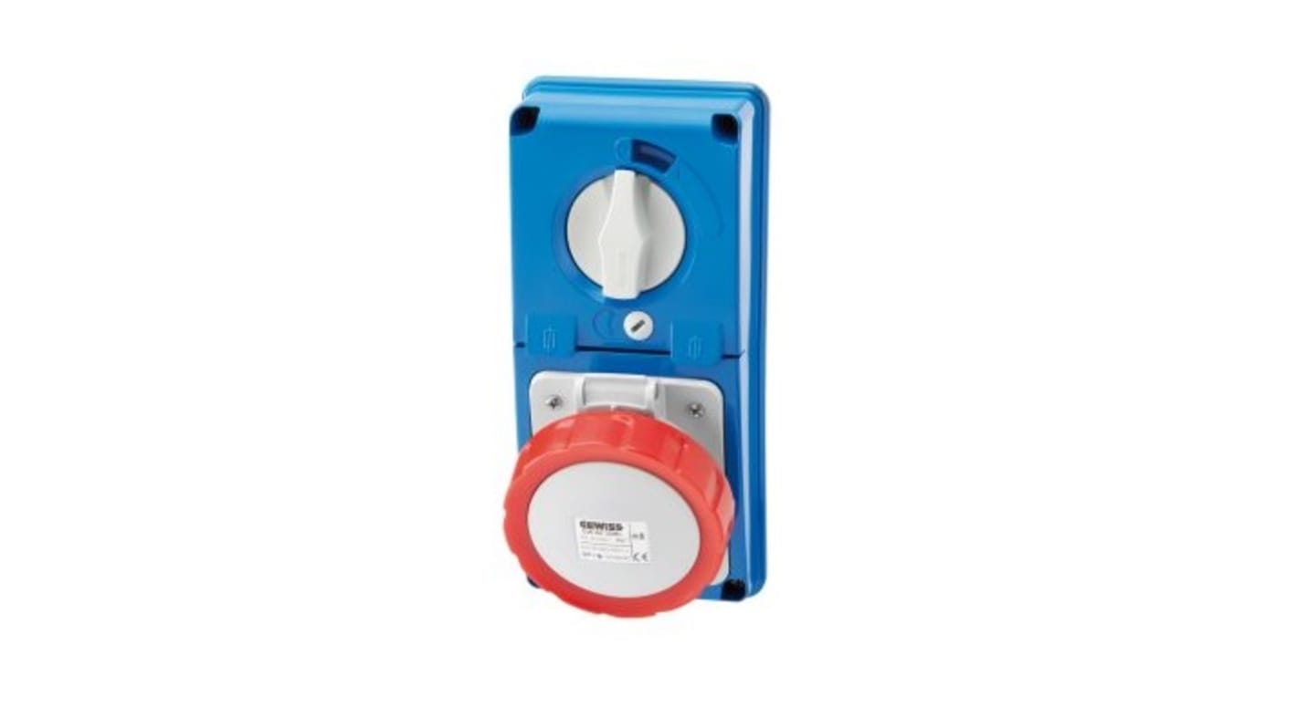 Interblocco industriale Gewiss GW66342N Rosso IP67 femmina 3P+N+E con standard IEC 309 e resistenza IK08. Ideale per applicazioni professionali.